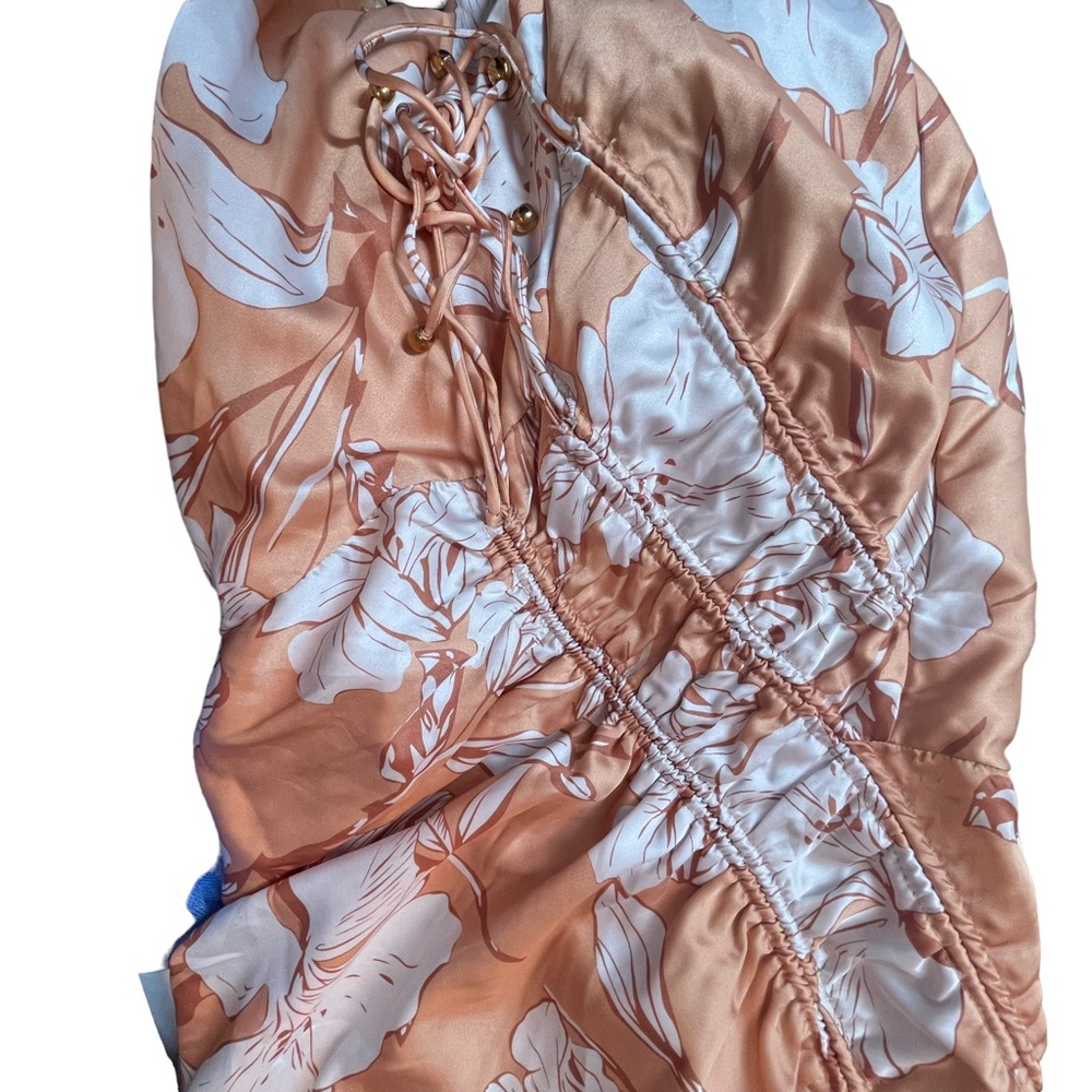 Hello Molly Peach Floral One Shoulder Treat Yourself Dress - Picture 8 of 11